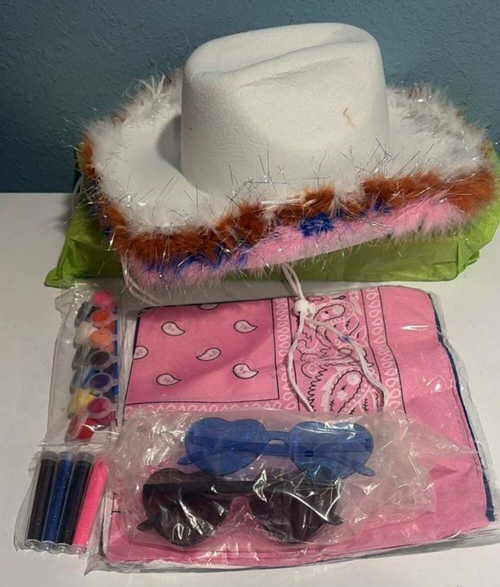 Suncalla DIY Halloween Cowgirl Hat Set of 4 with Bandana Sunglasses Paint